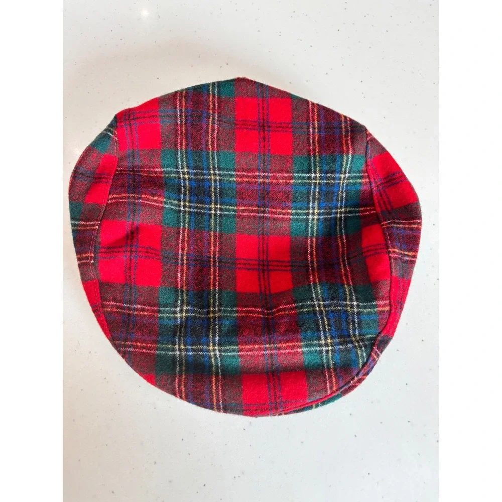 Pendleton Mens Red Tartan Plaid Pure Virgin Wool Flat Cap Ivy Driving Hat USA M